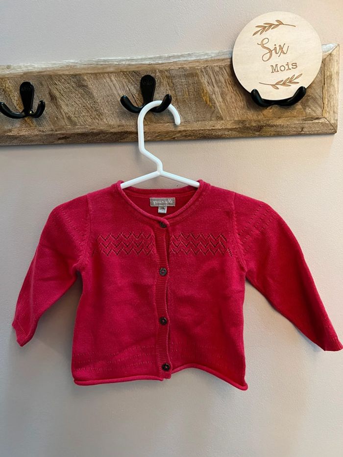 Gilet rose foncé 6 mois grain de blé