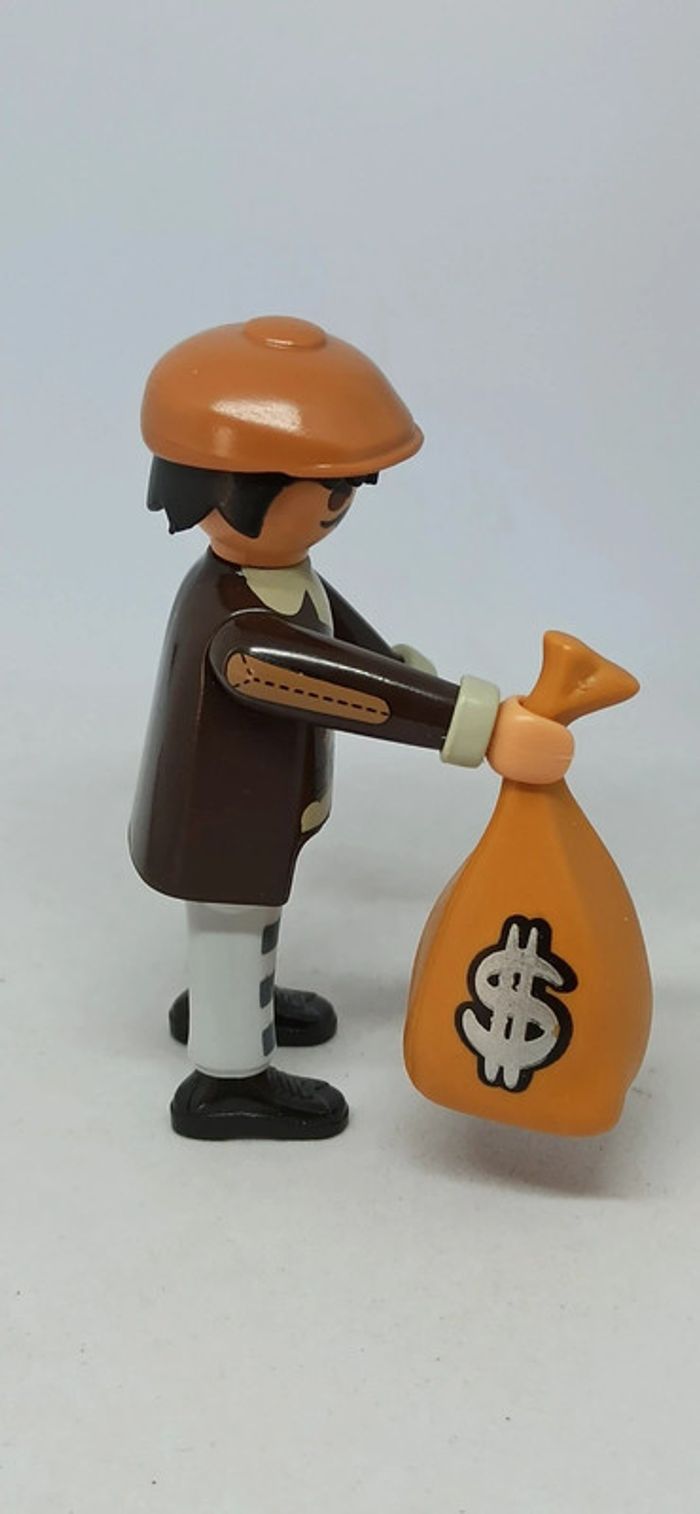 Homme voleur avec sac et pantalon à rayures playmobil - photo numéro 2