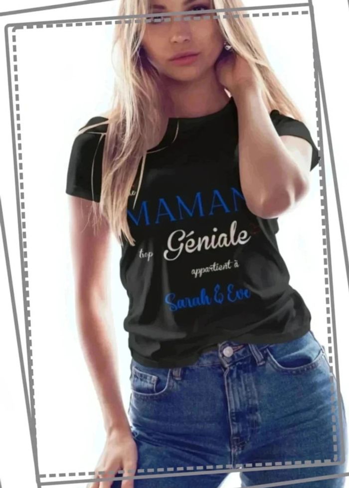 T-shirt "Cette Maman trop Géniale appartient à" - Cadeau Unique pour la Fête des Mères - photo numéro 3