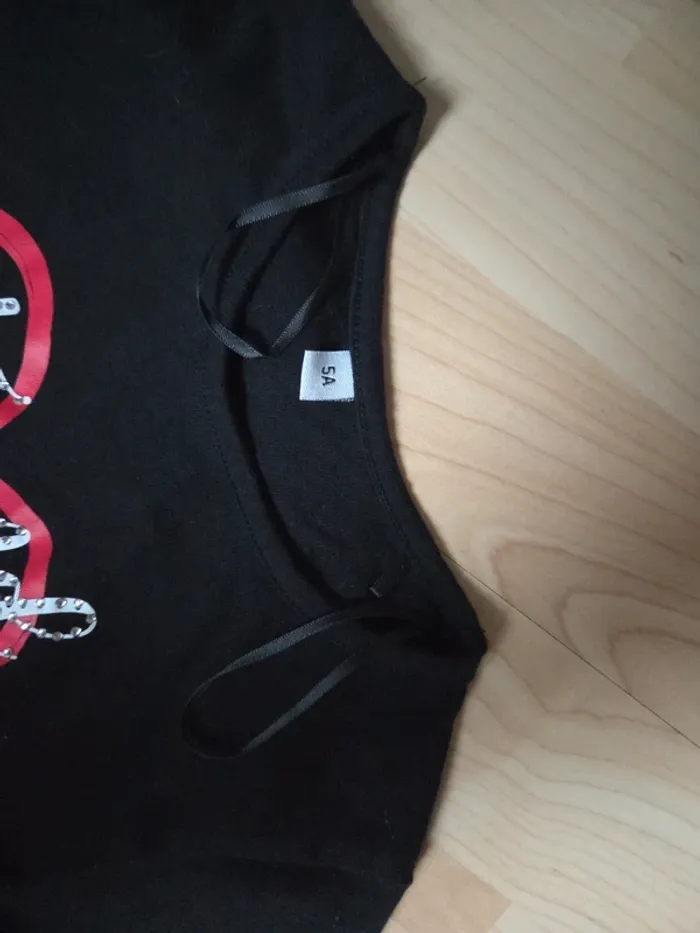 Tee shirt 5ans fille noir avec inscription - photo numéro 3