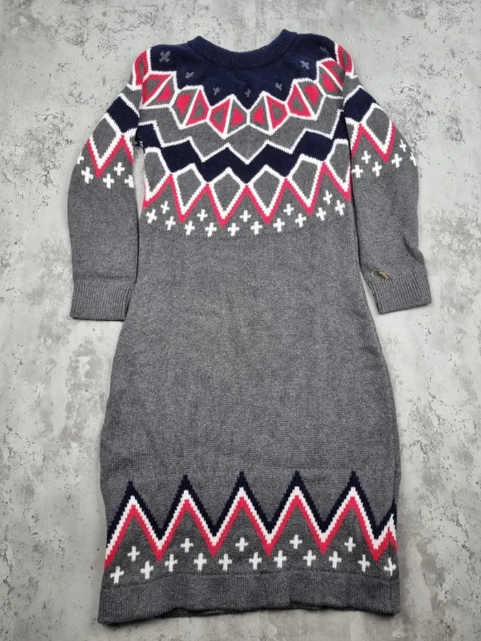 Robe pull grise à motifs géométriques Tommy Hilfiger – Taille XS Femme (mesures en photos) - photo numéro 3