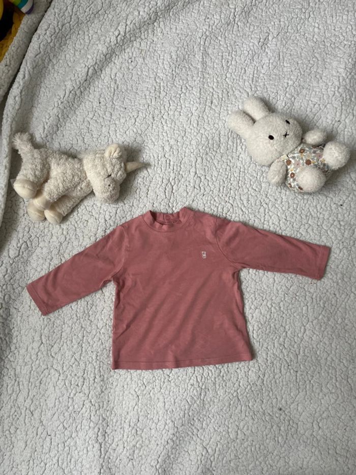 Tee shirt manche longues Obaïbi 12 mois vieux rose
