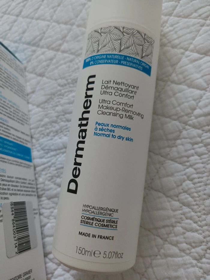 Lait Nettoyant Démaquillant Ultra Confort Dermatherm bio 150 ml neuf - photo numéro 2