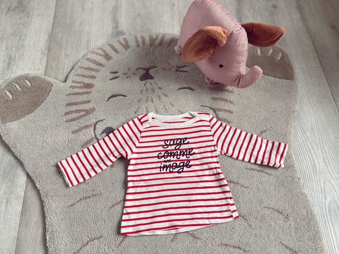 Haut manches longues marinière blanche et rouge bouchara - photo numéro 3