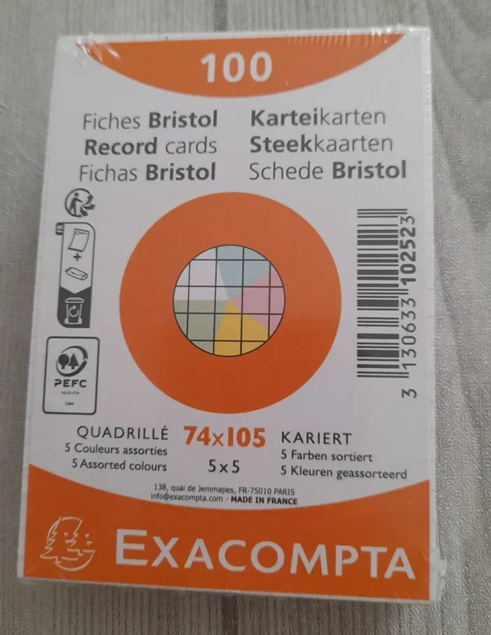 Petites fiches bristol