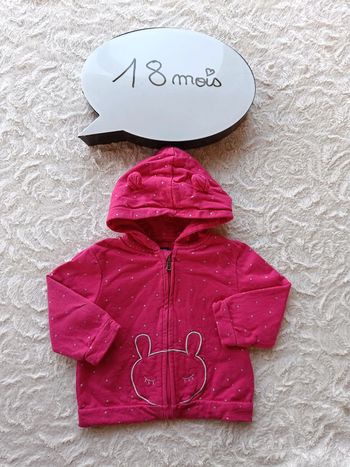 Gilet zippé veste avec capuche Fille 18 mois lapin Kiabi