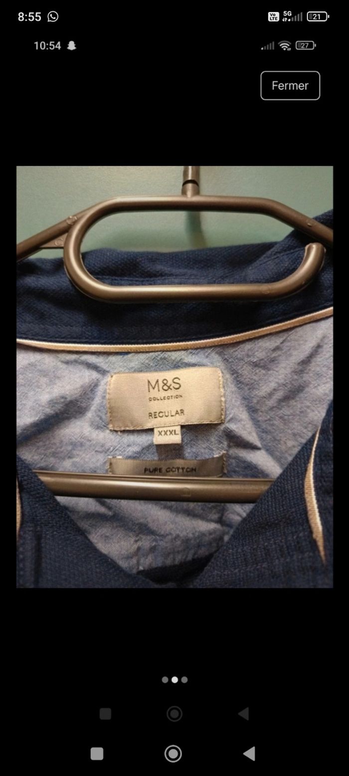 Chemise bleu marine 100% coton - photo numéro 2