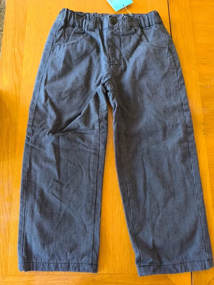 313727 pantalon noir rayé blanc garçon 3 ans kidkanai