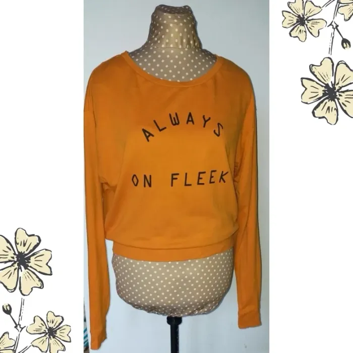 T-shirt manche longue femme orange, taille M, excellent état, H&M