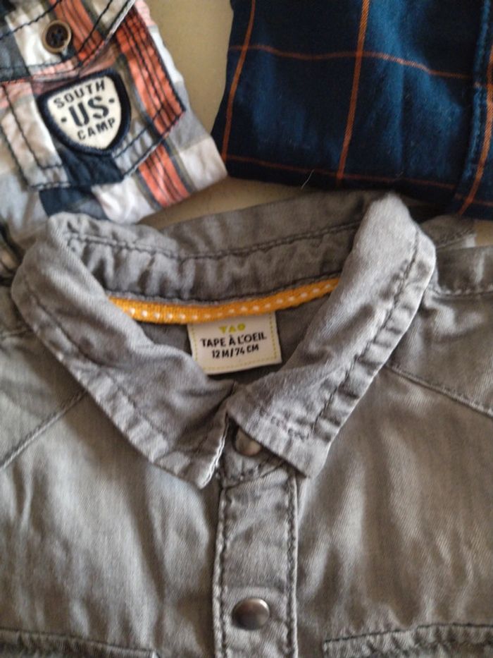 Lot de 3 chemises garçons manches longues. Taille 12 mois. Très bon état - photo numéro 2