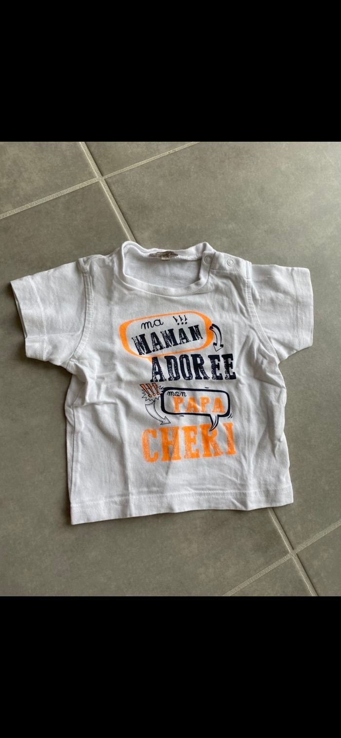 Tee shirt manches courtes Maman Papa 6 mois - photo numéro 2