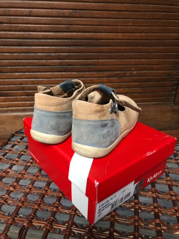 Chaussures kickers T27 beige et bleu - photo numéro 5