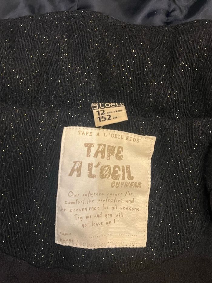 Manteau bleu marine long à paillettes et capuche tape à l’œil taille 12 ans fille - photo numéro 2