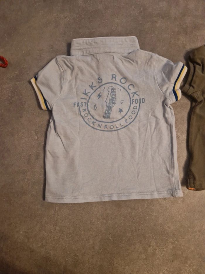 Lot 2 polo manche courte bébé garçon été kaki bleu ciel T18mois TBE ikks kiabi - photo numéro 4