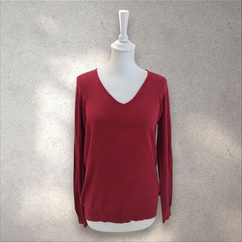 Pull col V rouge femme taille M