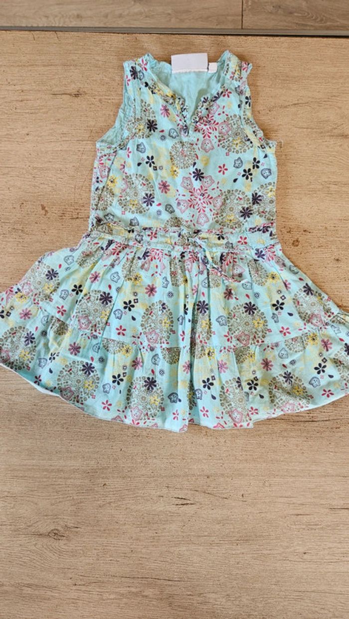 Robe courte d été turquoise à dessins, Someone, 4 ans, nickel - photo numéro 3