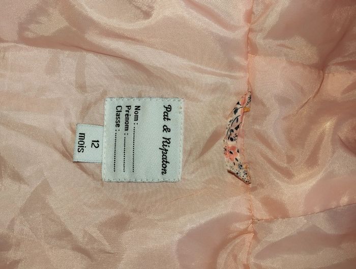 Doudoune rose saumon fleurs fille 12 mois Pat et Ripaton - photo numéro 4