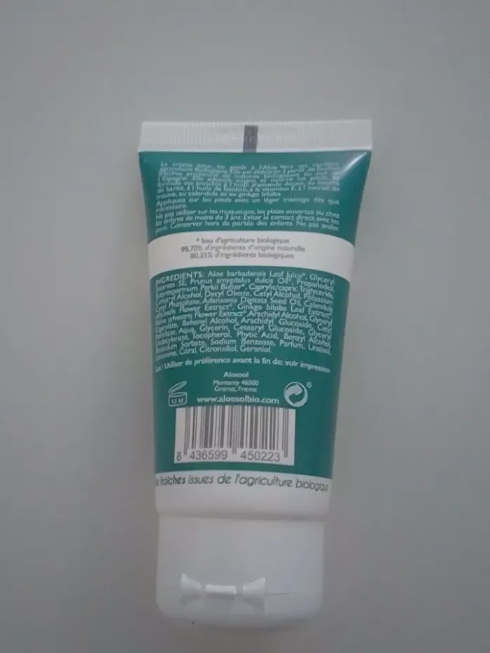 Crème pieds à L'aloé Vera- 50ml- Neuf -aloesol - photo numéro 2