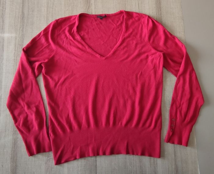Pull avec Col en V manche longue marque Grain de malice taille L couleur rouge pour femme - photo numéro 3
