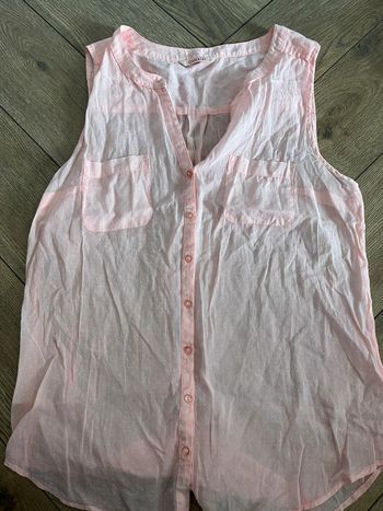 Blouse camaïeu rose à pois blancs
