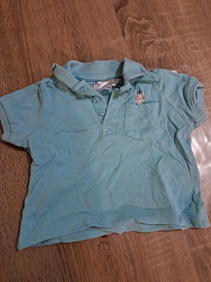 Polo 9 mois turquoise avec petit zèbre