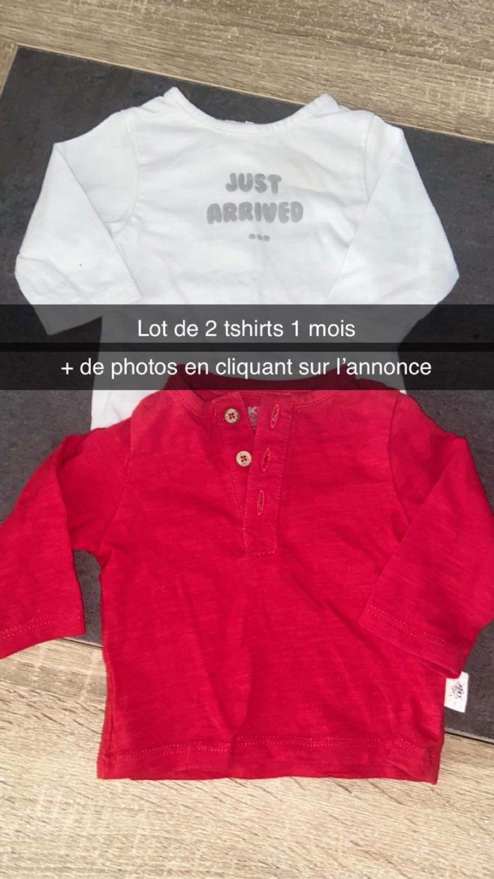 Lot 2 t-shirt 1 mois