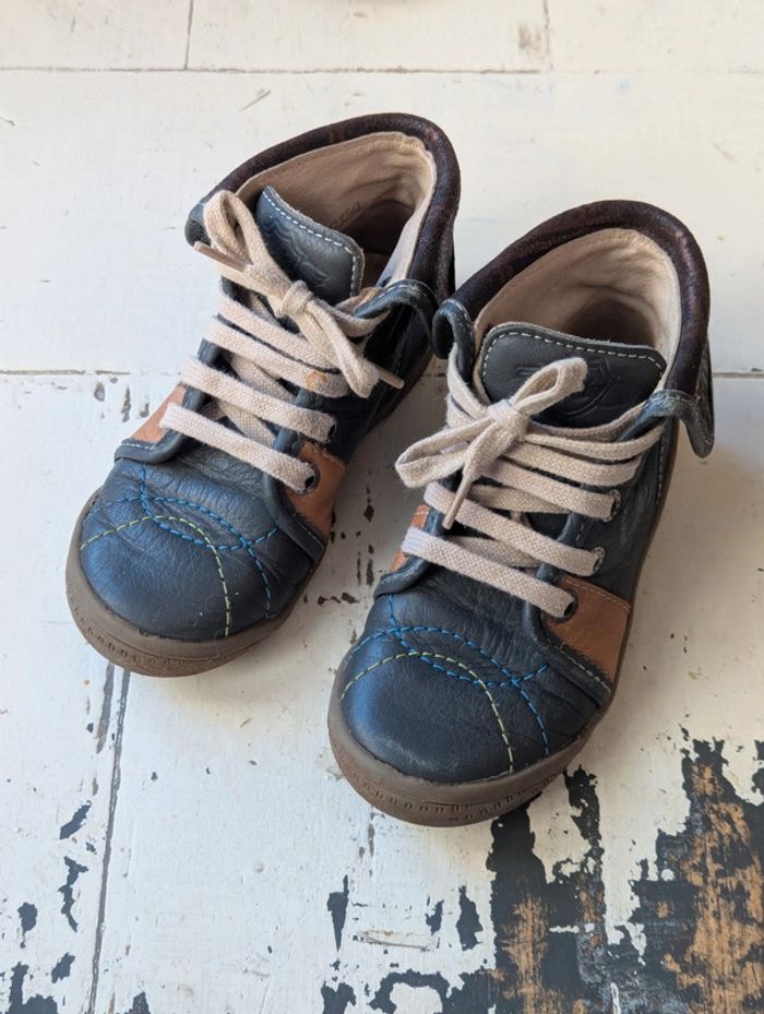 Chaussures montantes cuir bleu NOËL, Garçon – Taille 25