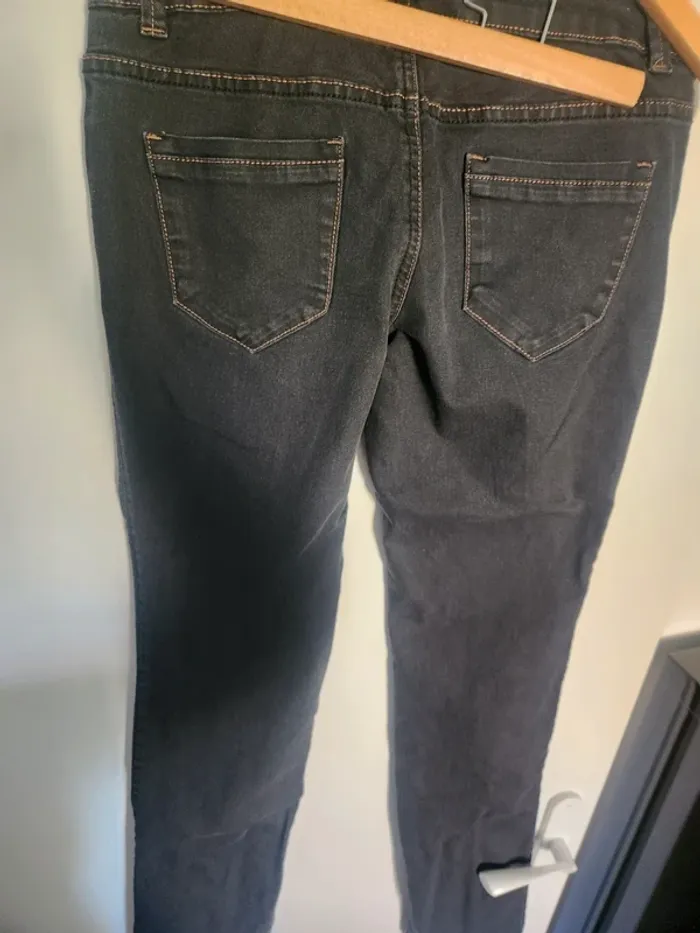Jean foncé coupe droite couture marron taille 40 Promod - photo numéro 5
