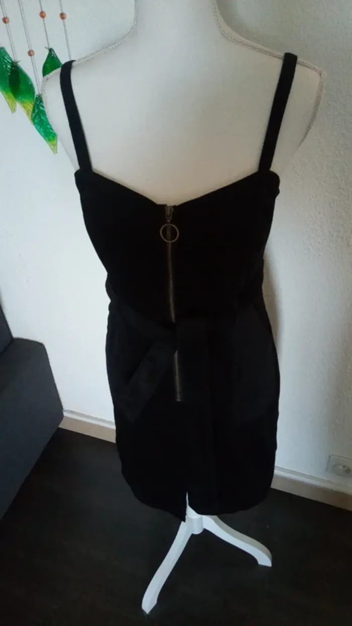 coton noire côtelé Robe - photo numéro 4