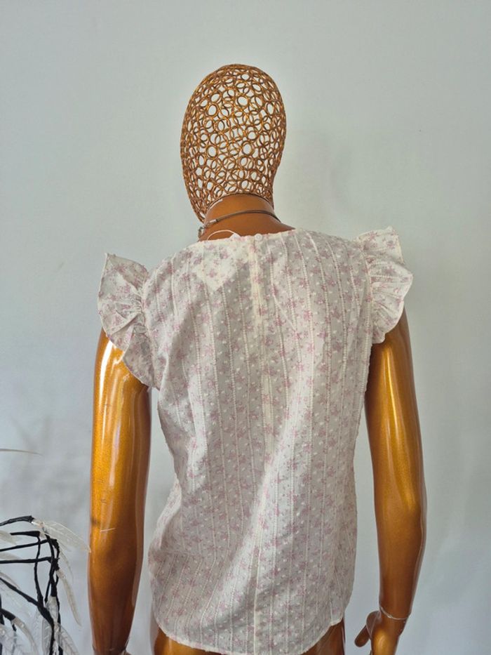 Blouse Femme Rose et Crème manches courtes Taille L/40 - photo numéro 2