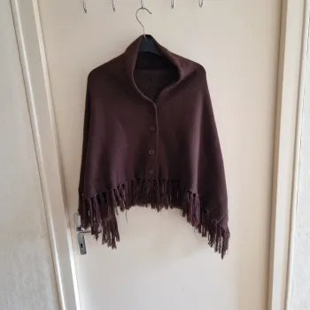 Poncho a frange marron