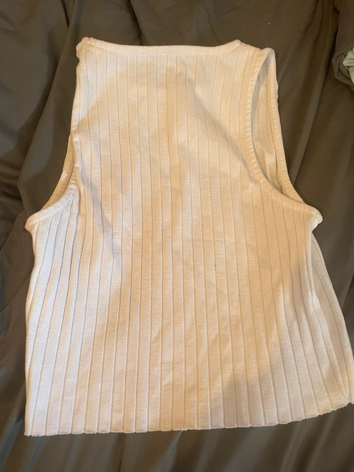 Top blanc côtelé sans manches – Taille S/XS - photo numéro 2