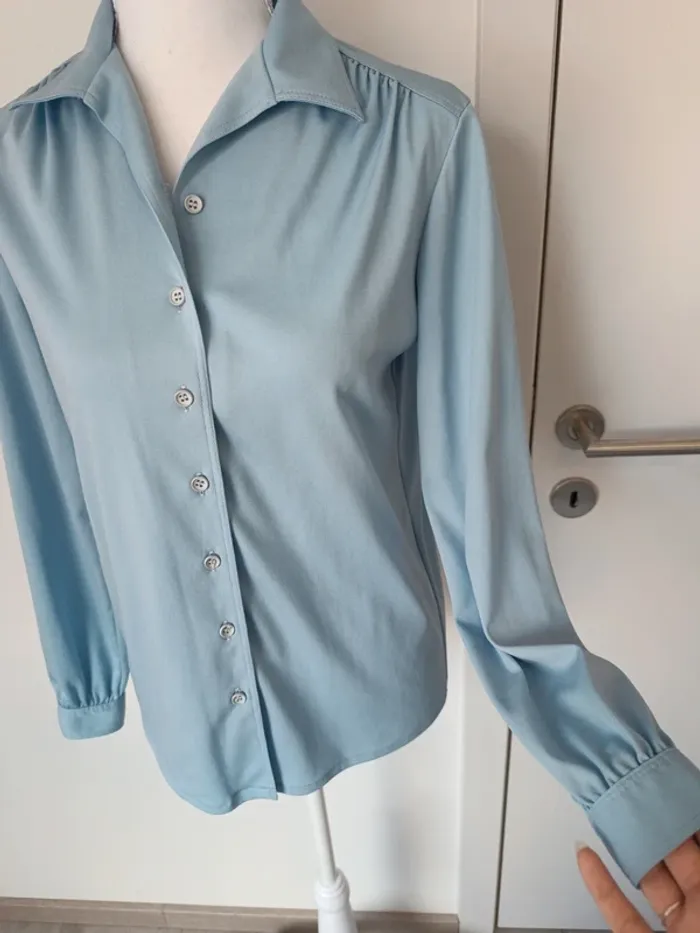 Chemise vintage bleu ciel – Julieta – T. 40 - photo numéro 4