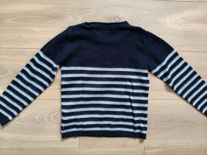 Pull fille Okaïdi bleu marine ligné 128 cm - photo numéro 4