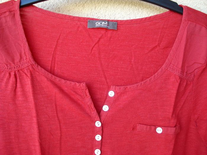 T-shirt col tunisien et manches 3/4 - Taille S - photo numéro 3