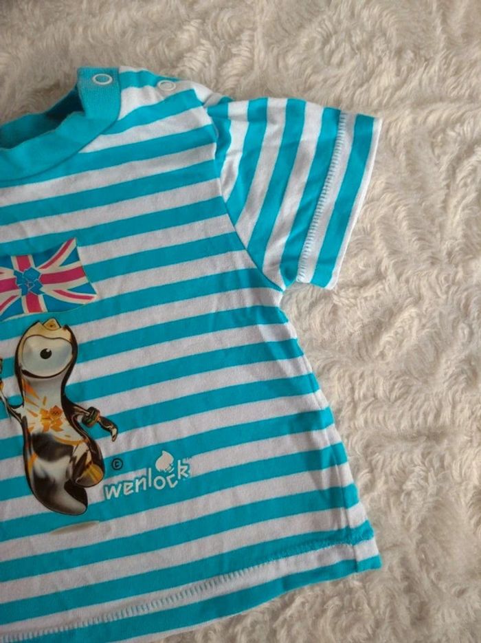 Tee shirt chemise manches courtes Garçon 3/6 mois Londres JO 2012 London Wenlock 100% coton - photo numéro 5