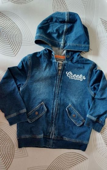 Veste jean zippée avec capuche garçon 3 ans