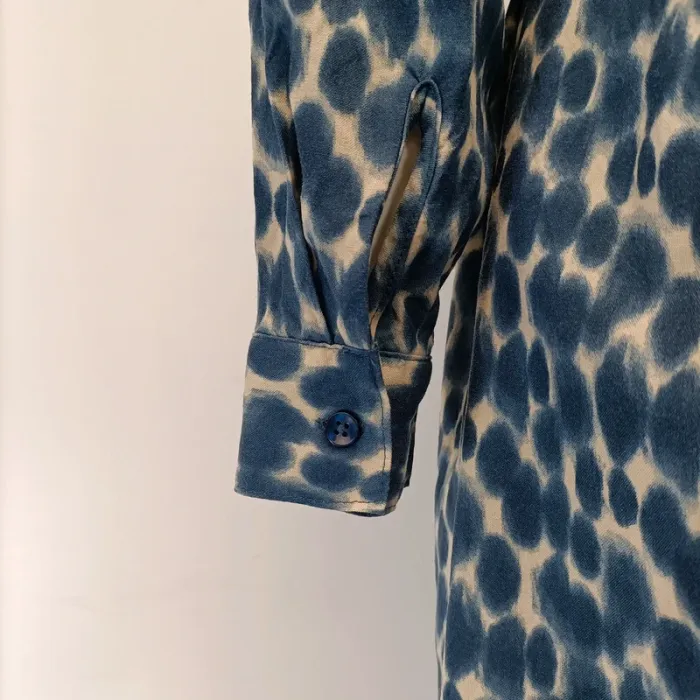 Robe Tie and Dy - S tex - bleu et blanche - robe boutonnée chemise - ceintrée à la taille A291 - photo numéro 6