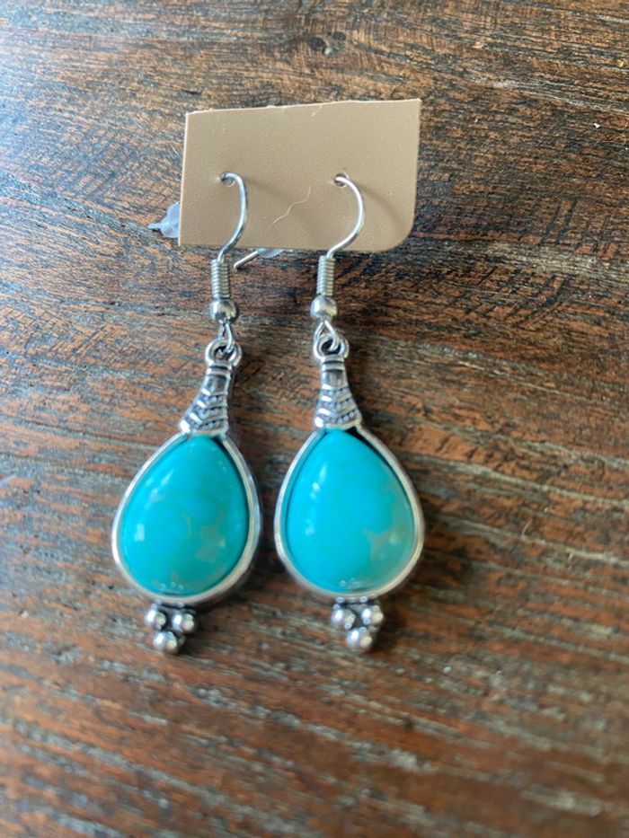 Boucles d’oreilles avec turquoise - photo numéro 3
