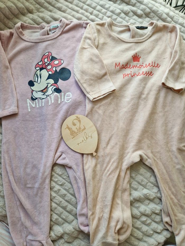 Lot de pyjamas rose 1 pièce bébé fille 12 mois disney