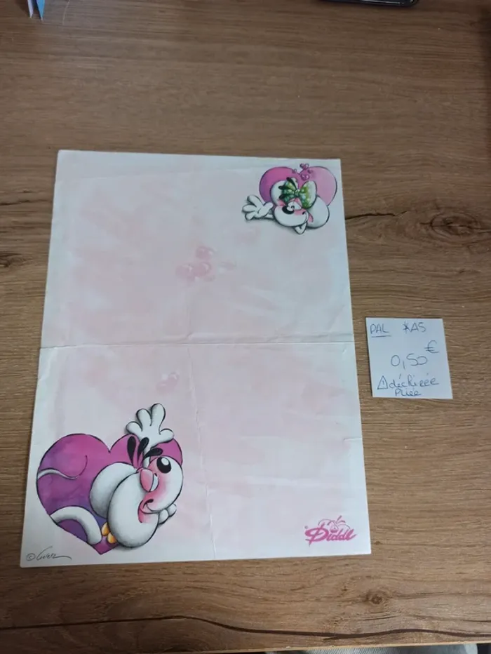 Papier à lettre Diddl édition France 0,50€