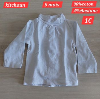 Sous pull blanc kitchoun fille 6mois 