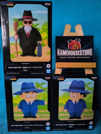 Lot de 3 Figurines Kame Sennin, Krillin & Son Goku – Dragon Ball – Sofvimates – Banpresto – Officiel
