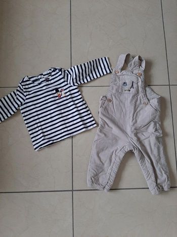 Ensemble salopette + tee shirt garçon 9 mois