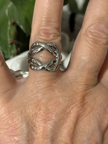 Bague réglable acier inoxydable argent double noeud