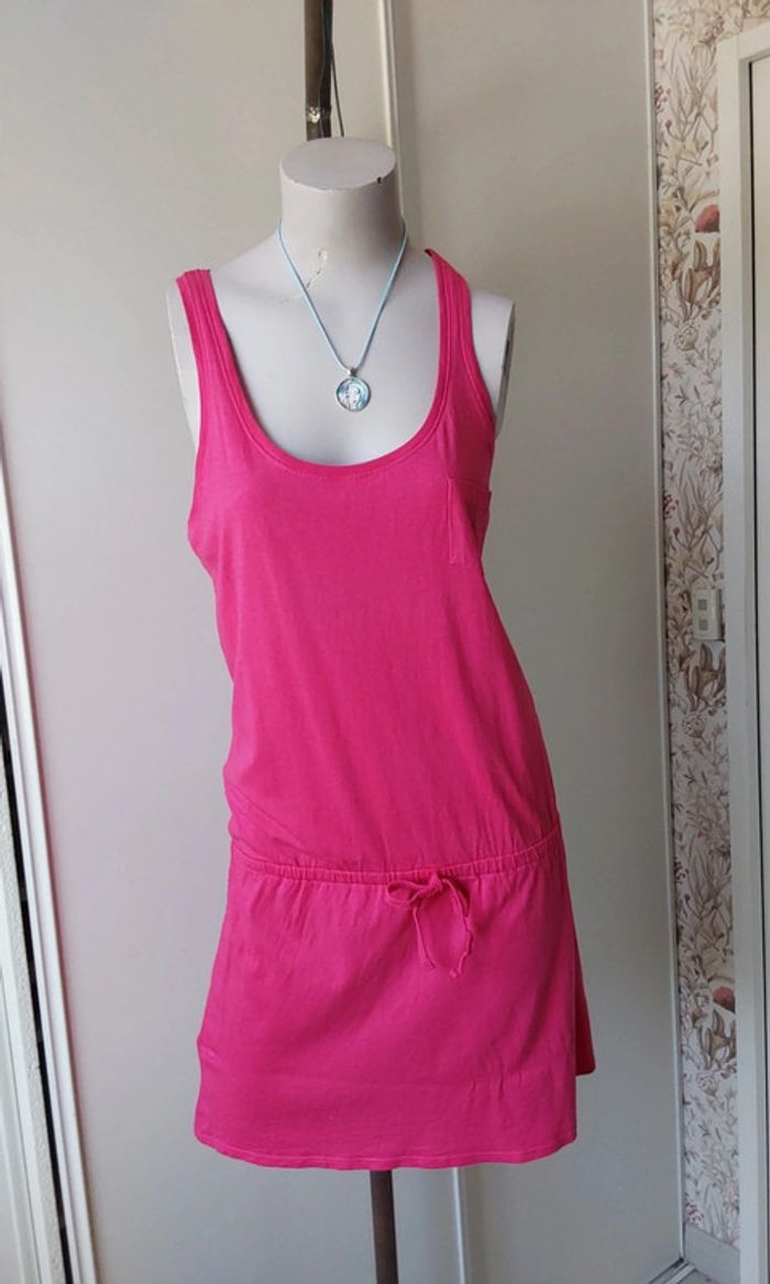 Robe rose d été coton modal T 40 - photo numéro 3