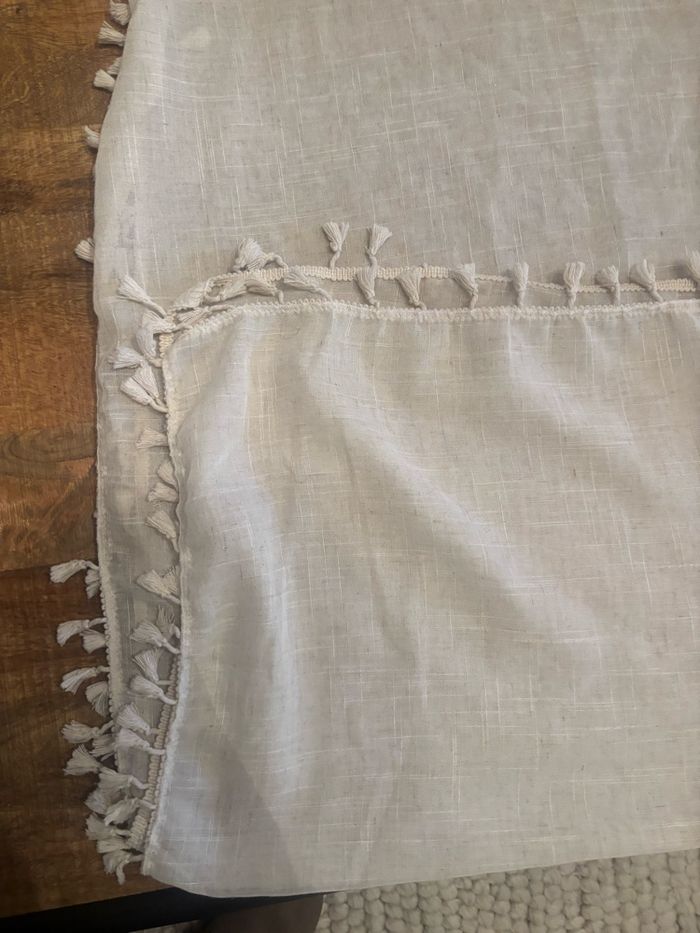 Nappe Lin Bohème 140x180 - Glands Écru - neuve (Erreur de Taille) - photo numéro 2