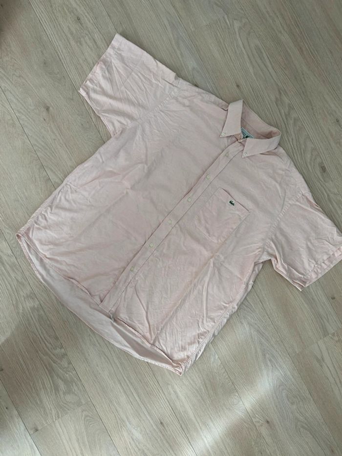 Chemise Lacoste rose pâle – manches courtes – taille XL (43) - photo numéro 3