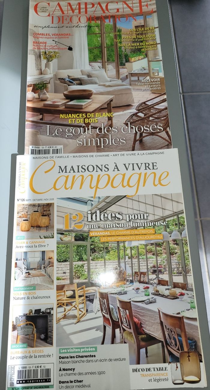 Lot de 2 magazines campagne décoration et maisons à vivre campagne bon état