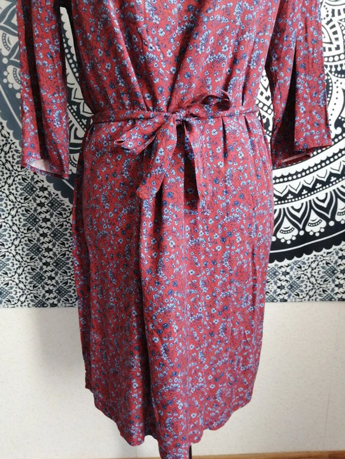 Robe bordeaux manches longues motifs fleuris avec ceinture / bonobo / (S) - photo numéro 4
